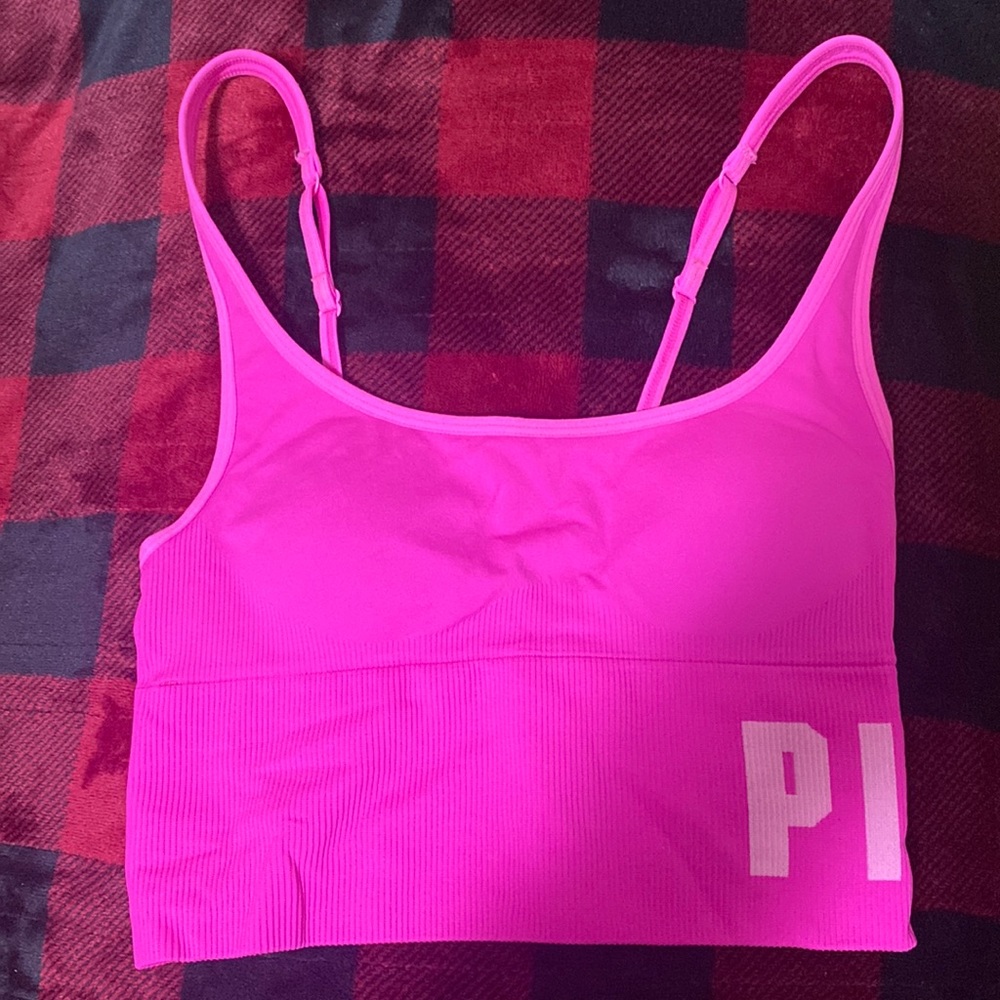 PINK Neon Pink Long line Sports Bra XS